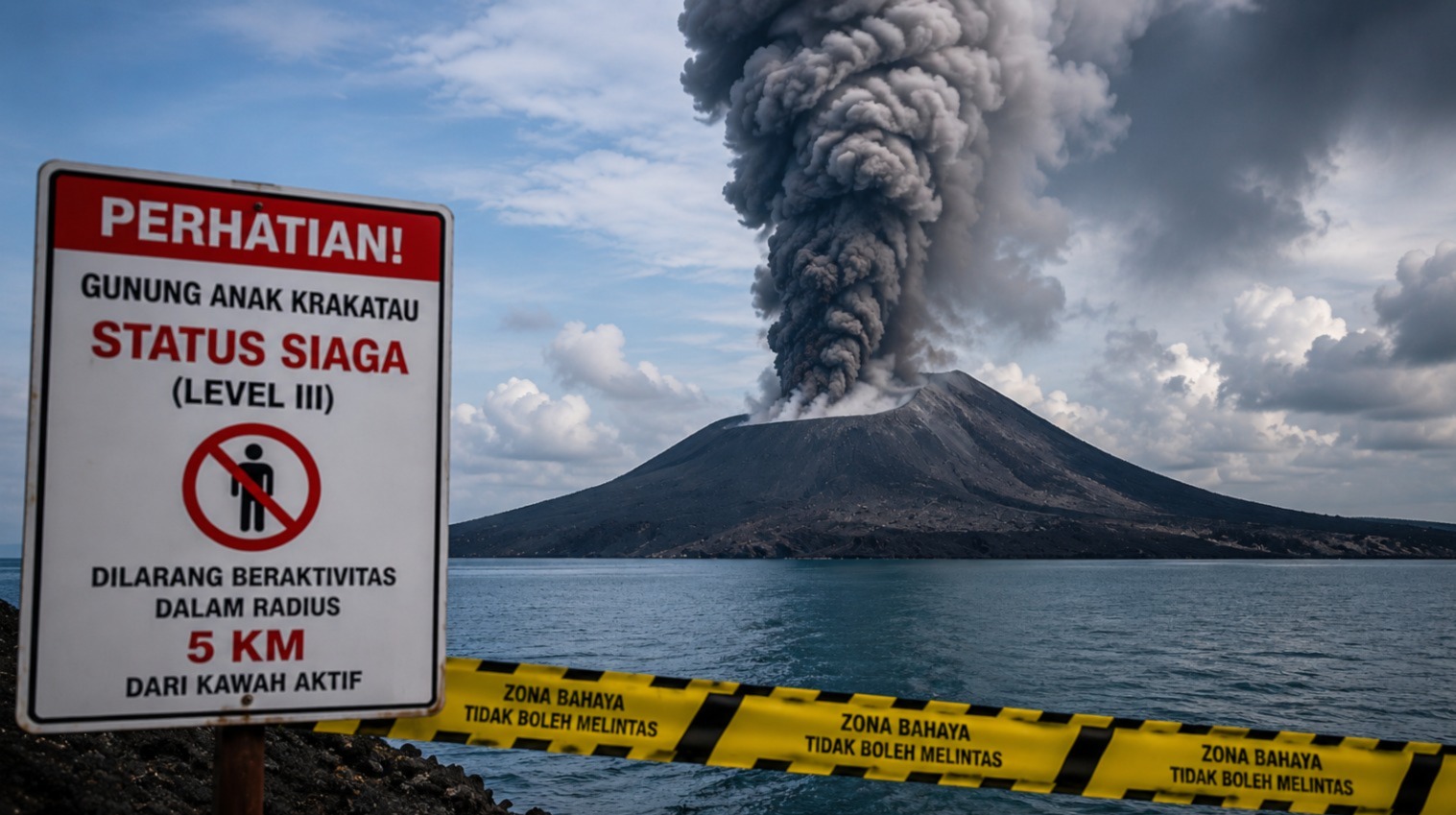 Gunung Anak Krakatau Naik ke Status Siaga, Warga Diminta Jauhi Radius 5 Kilometer dan Tingkatkan Kewaspadaan